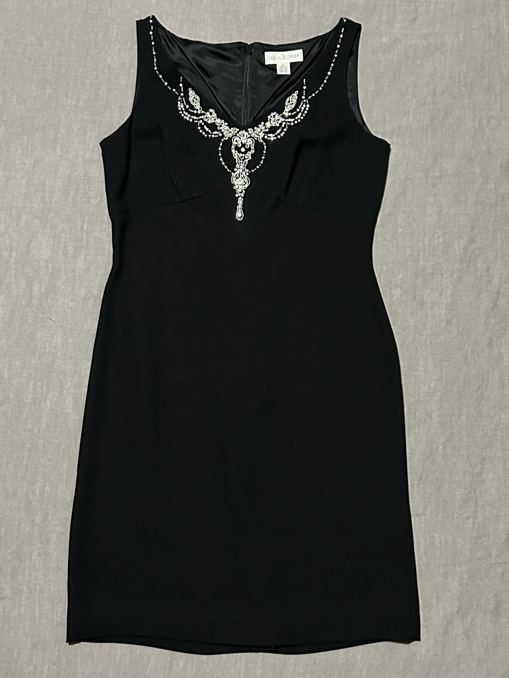 Casual Corner Vintage Sleeveless Sheath Dress w/Rhinestone Detail